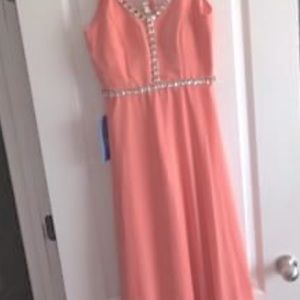 promgirl minuet long pink dresses size S